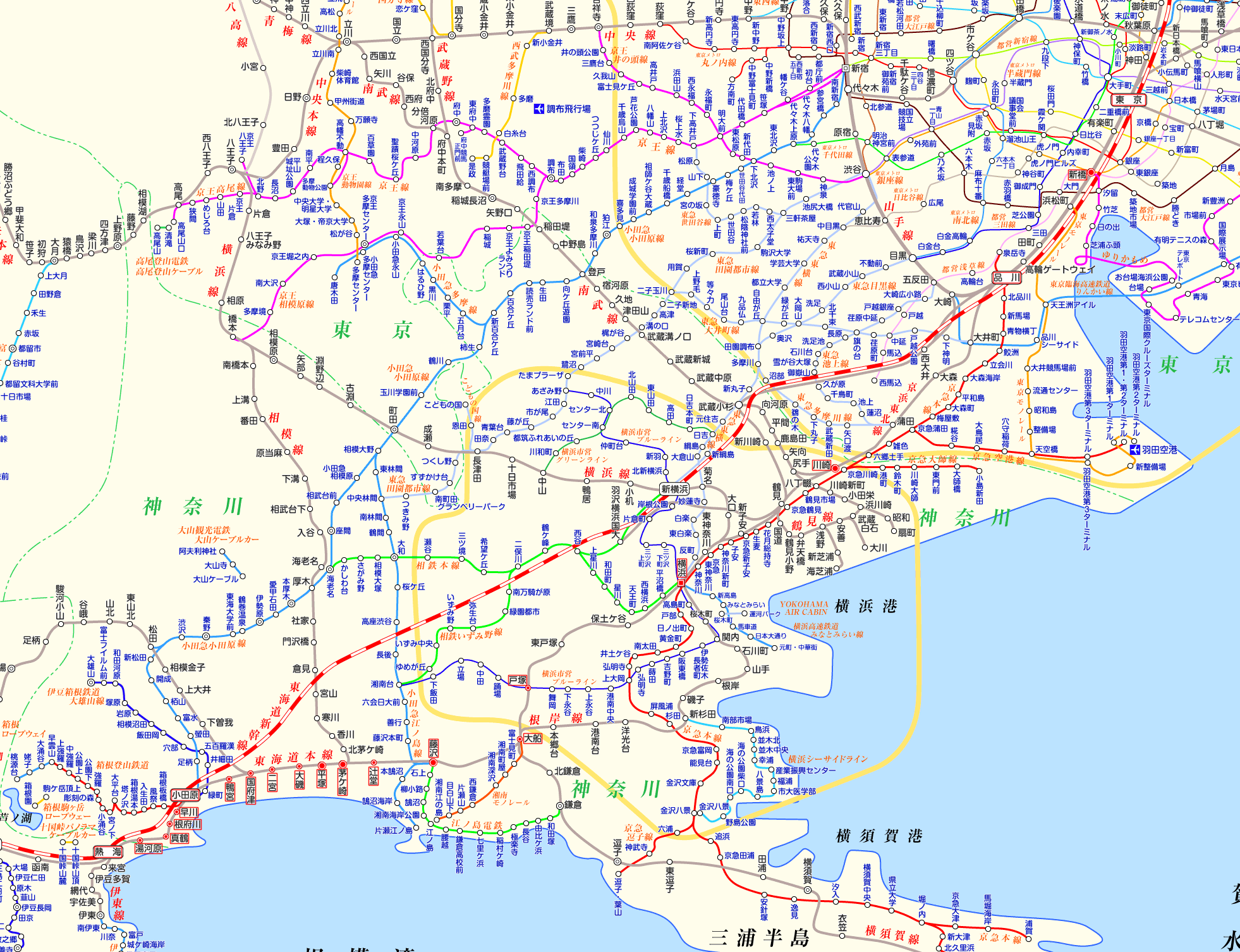 東海道線 熱海行きの路線図