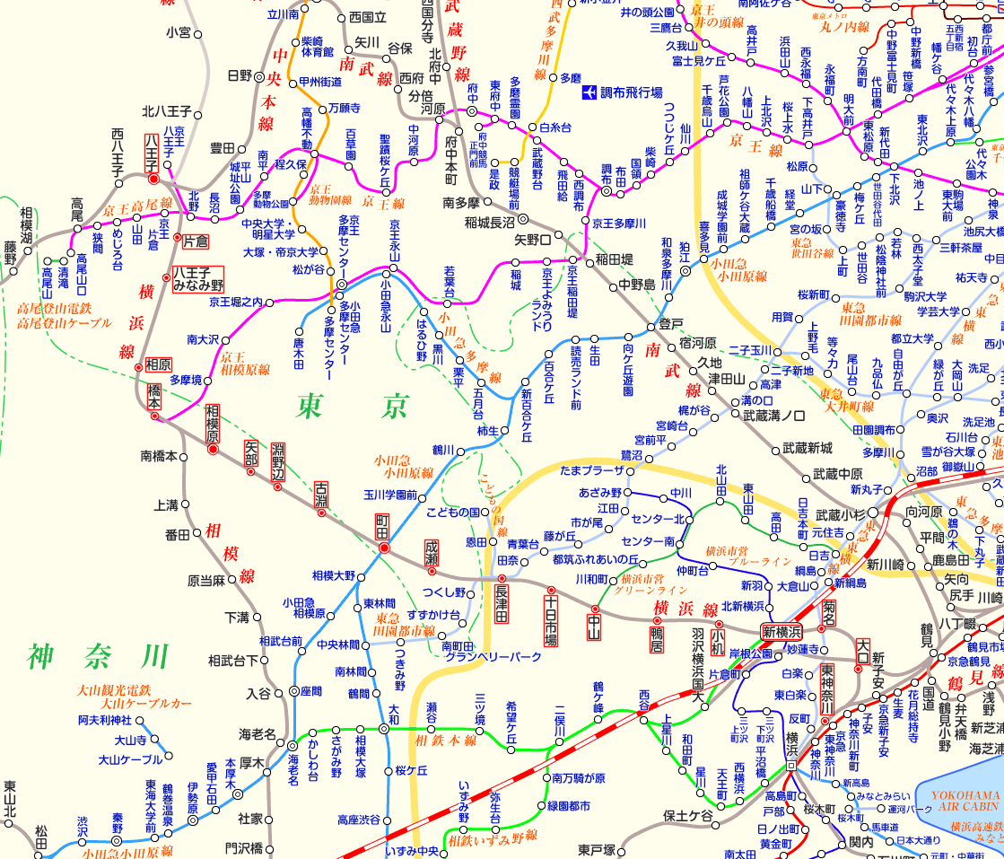 横浜線 東神奈川行きの路線図