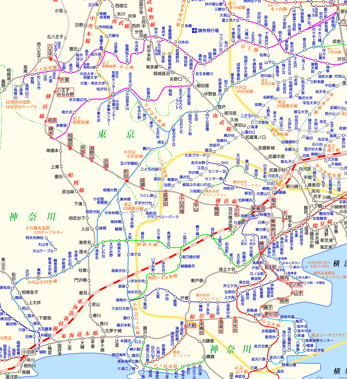 横浜線 大船行きの路線図