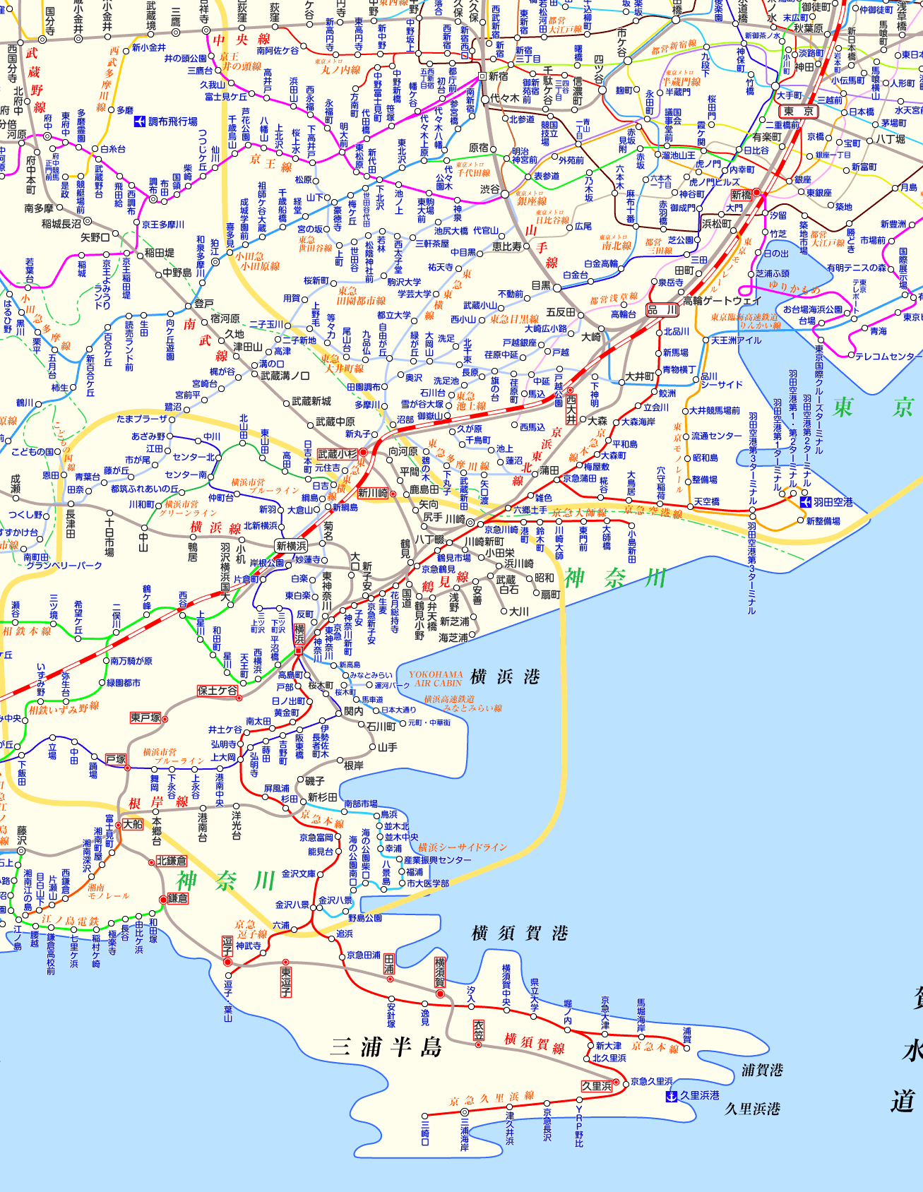横須賀線 久里浜行きの路線図