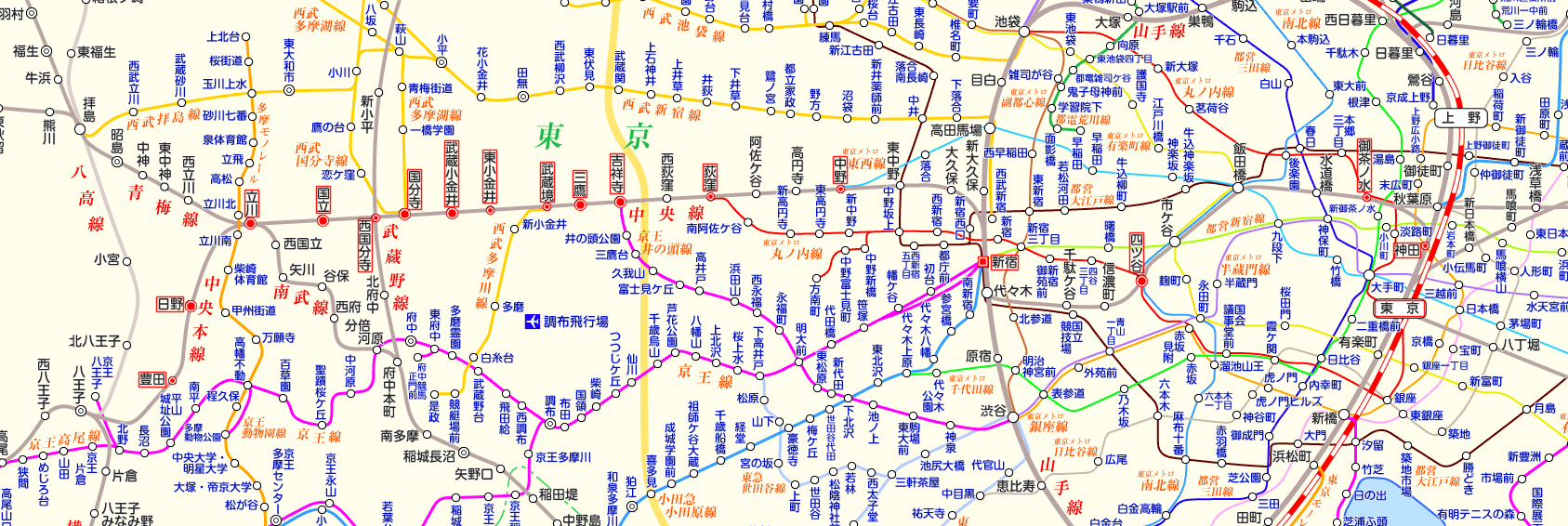 中央線 豊田行きの路線図