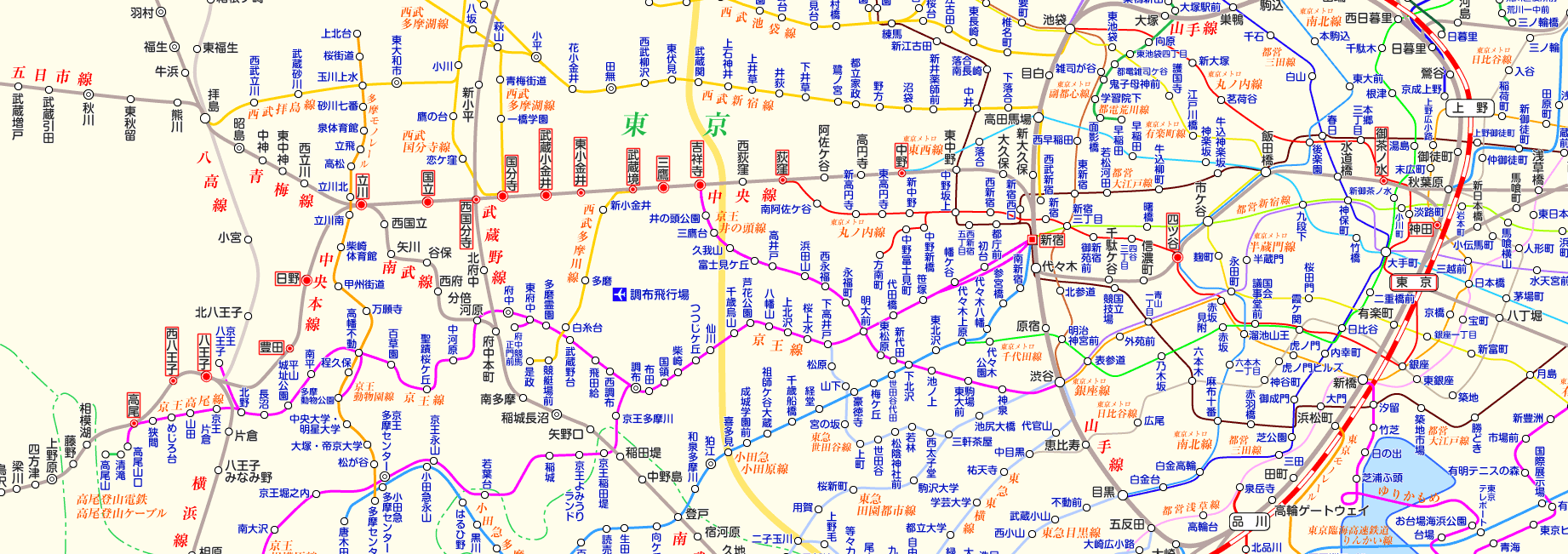 中央線 東京行きの路線図