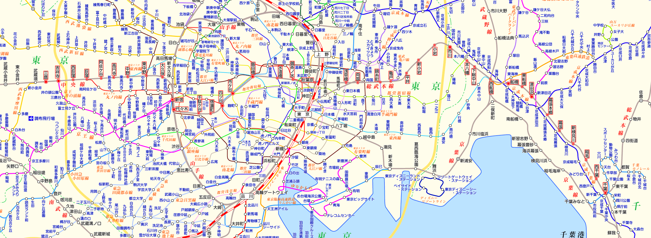 中央・総武線各駅停車 千葉行きの路線図
