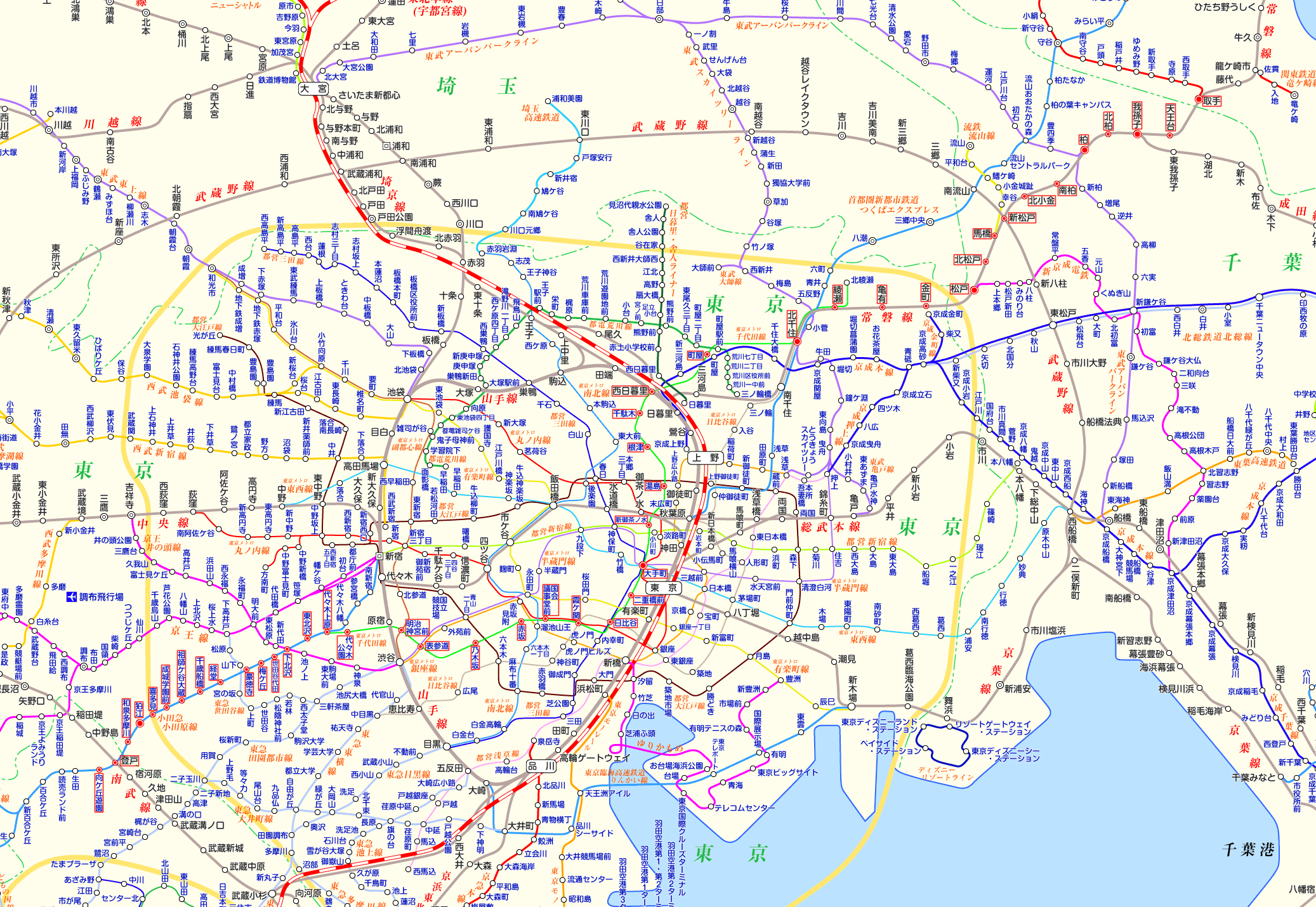 常磐線各駅停車 向ヶ丘遊園行きの路線図