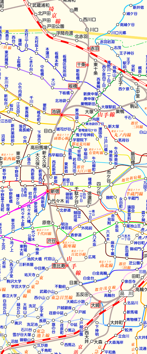 埼京線 赤羽行きの路線図