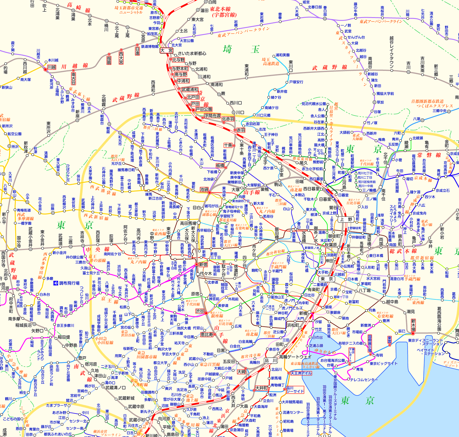 埼京線 新木場行きの路線図