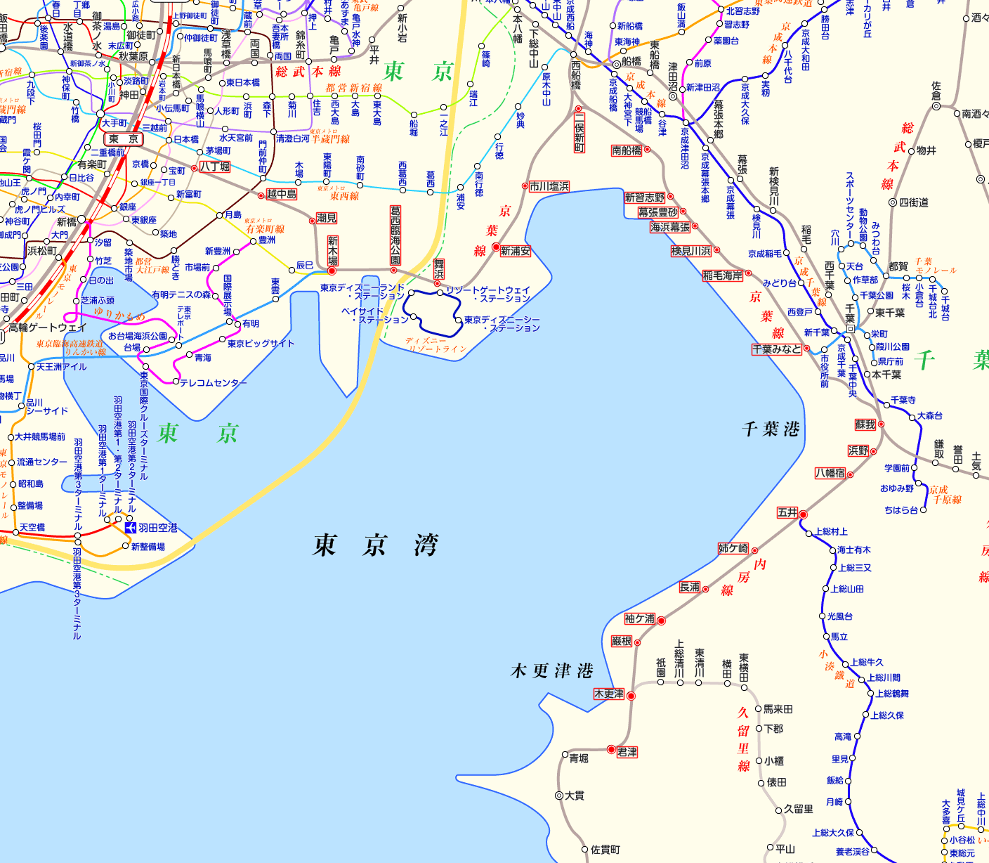 京葉線 君津行きの路線図