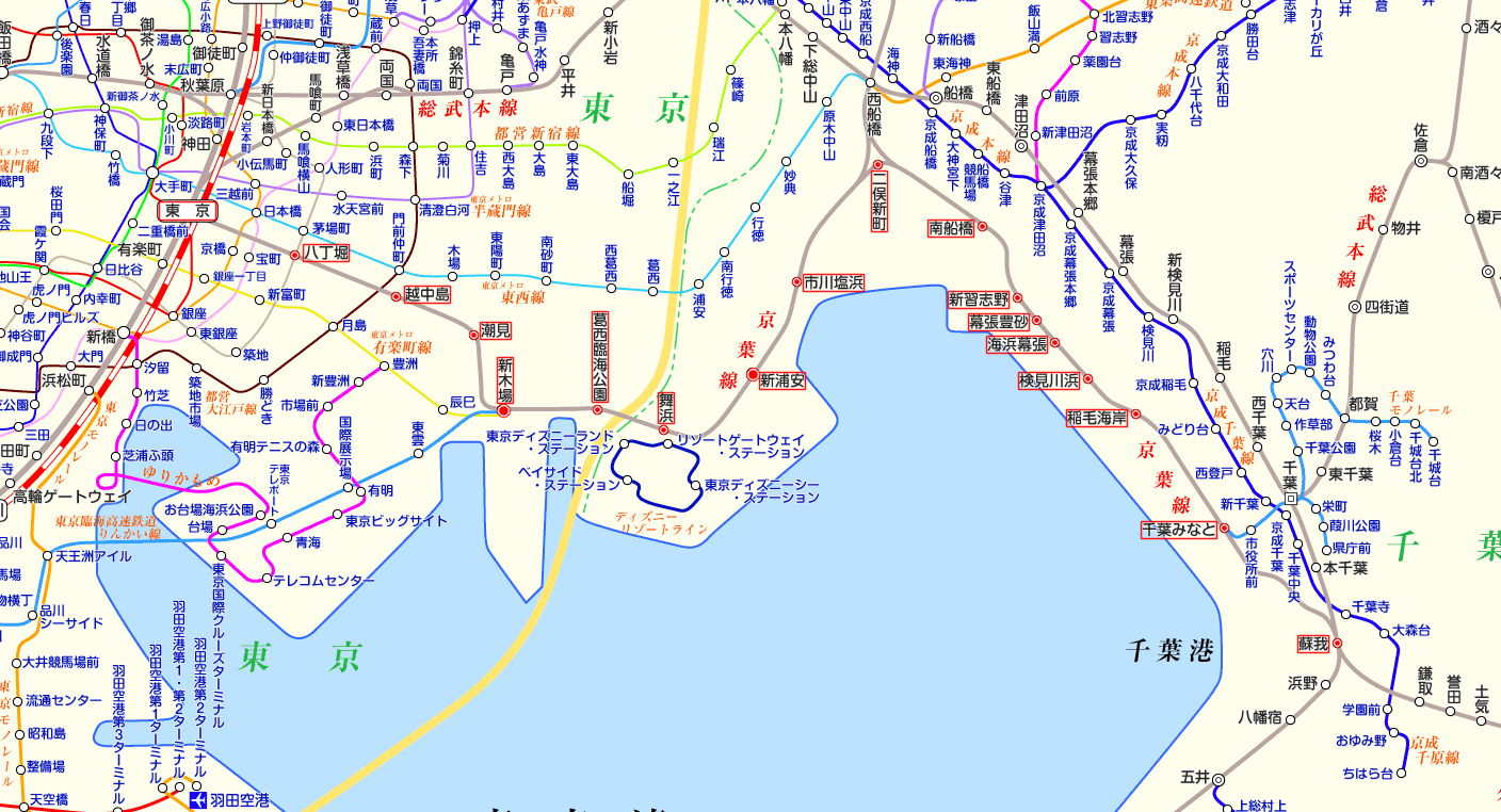 京葉線 東京行きの路線図