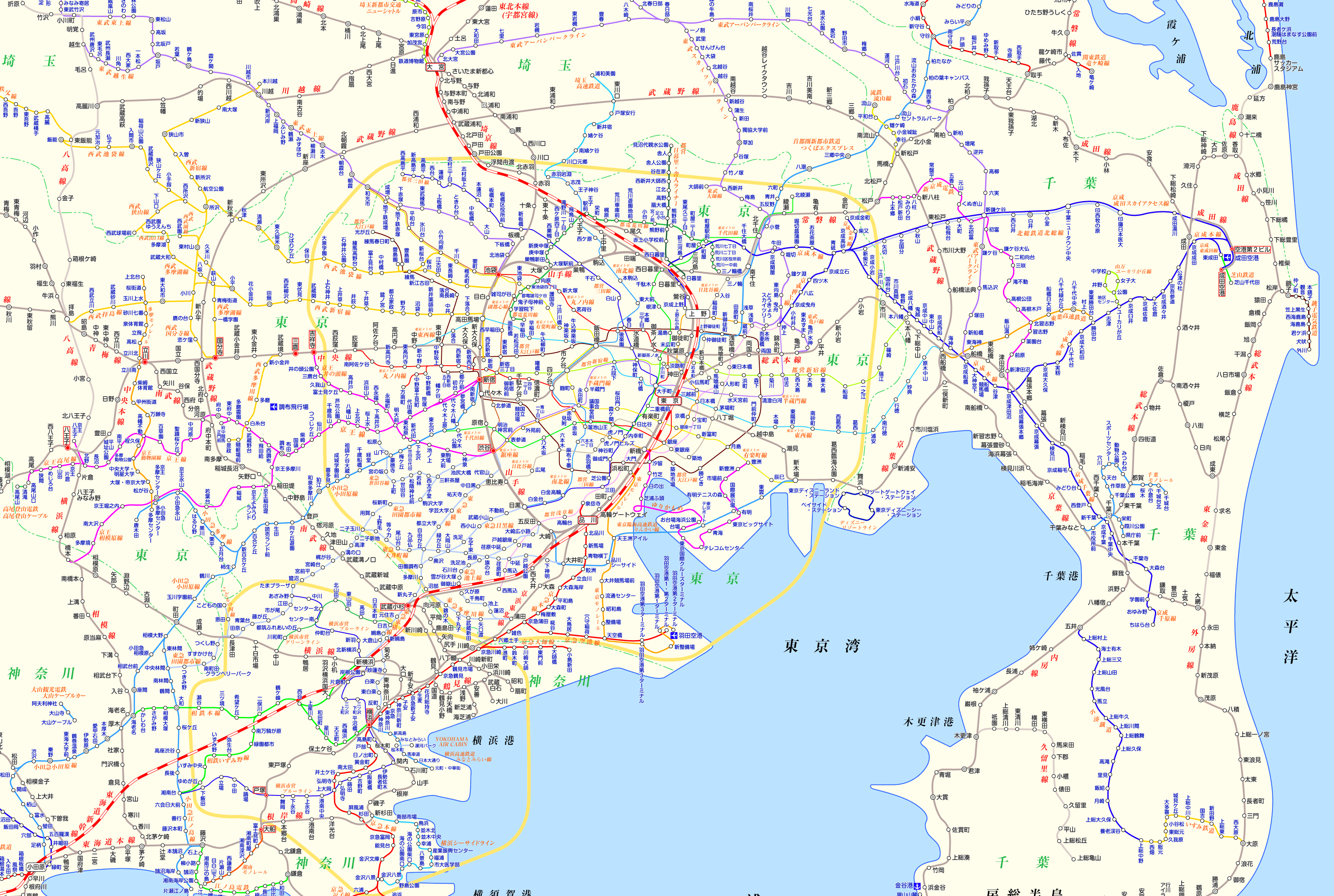 成田エクスプレスの路線図
