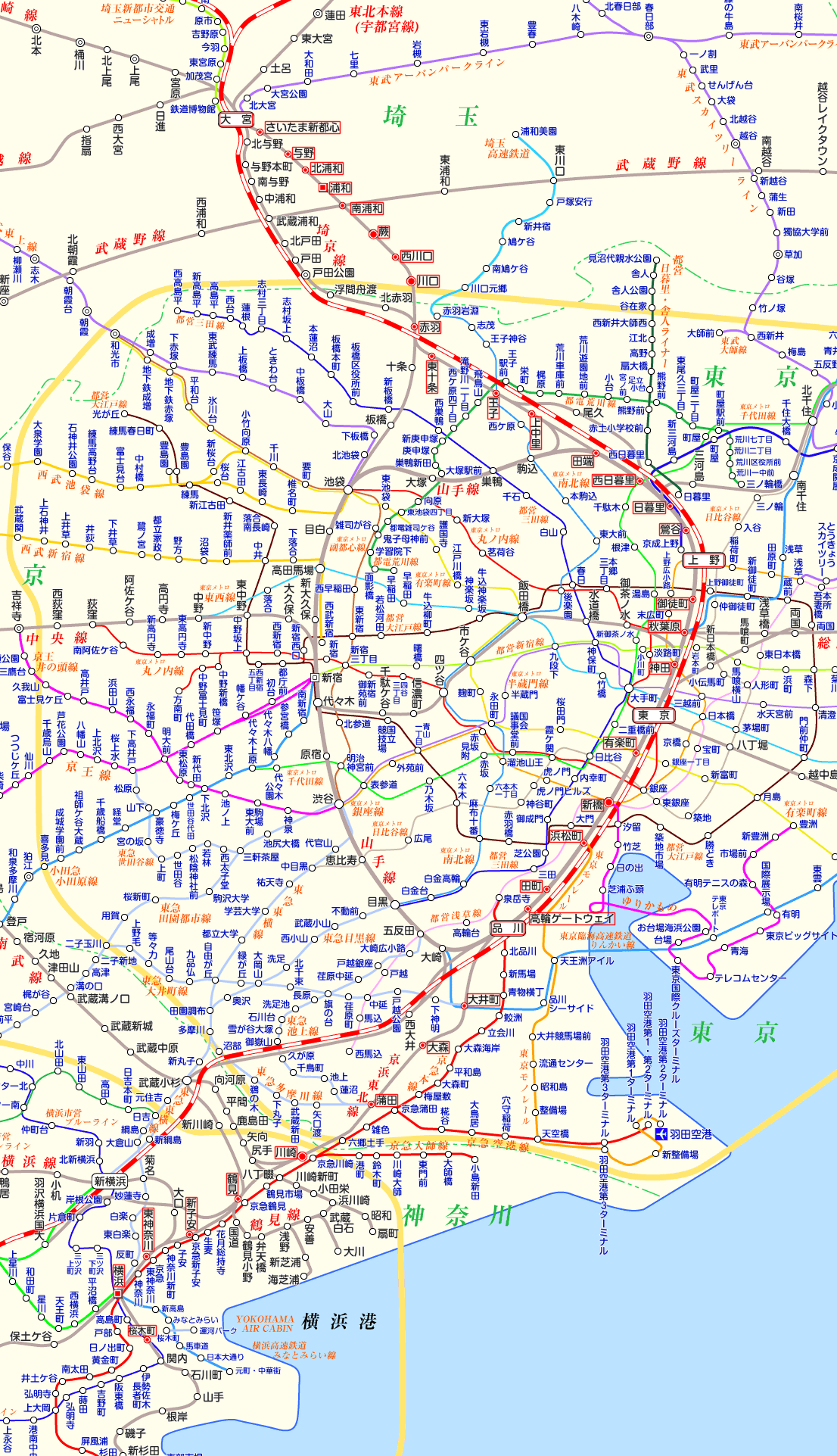 京浜東北線 桜木町行きの路線図