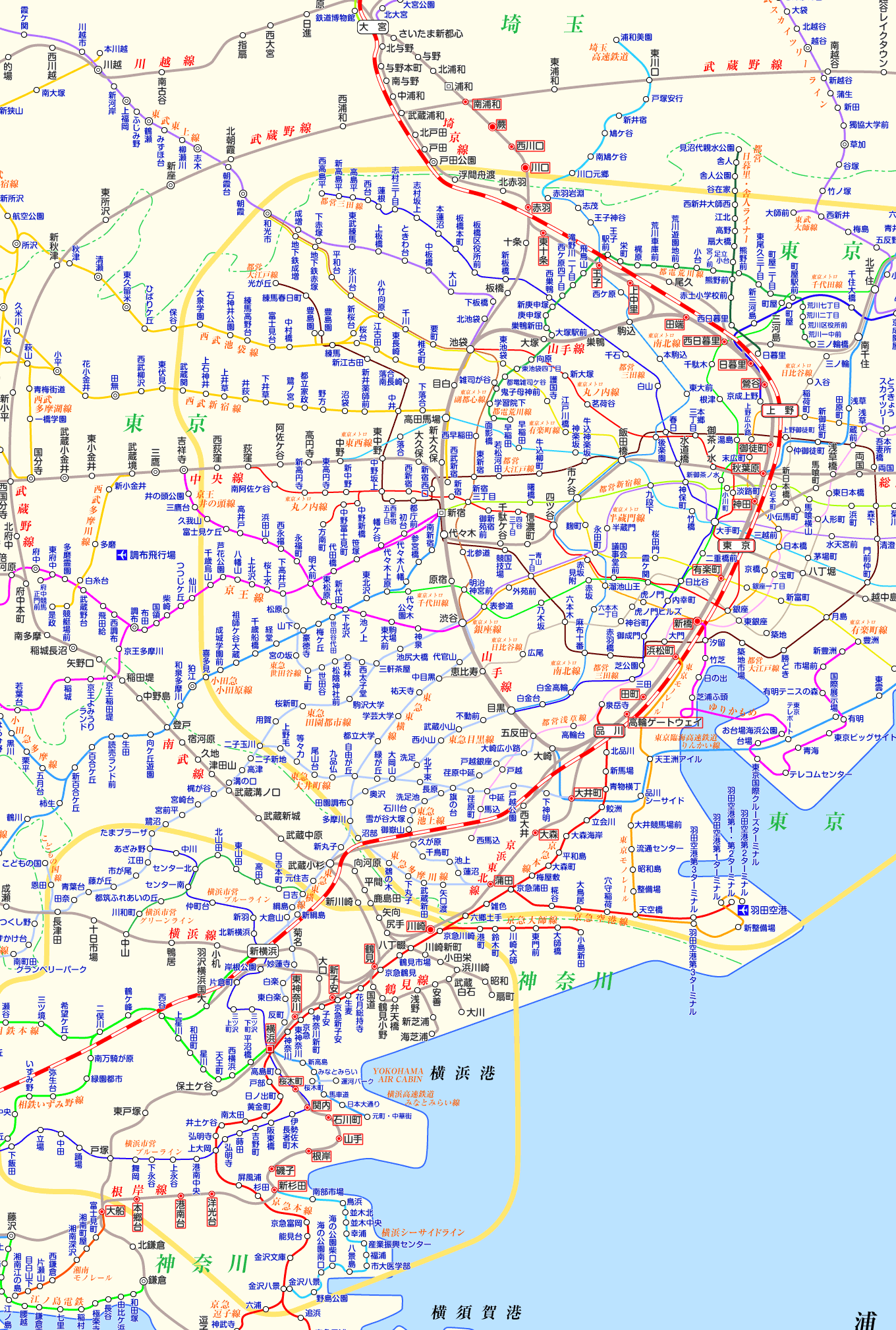 京浜東北線 南浦和行きの路線図