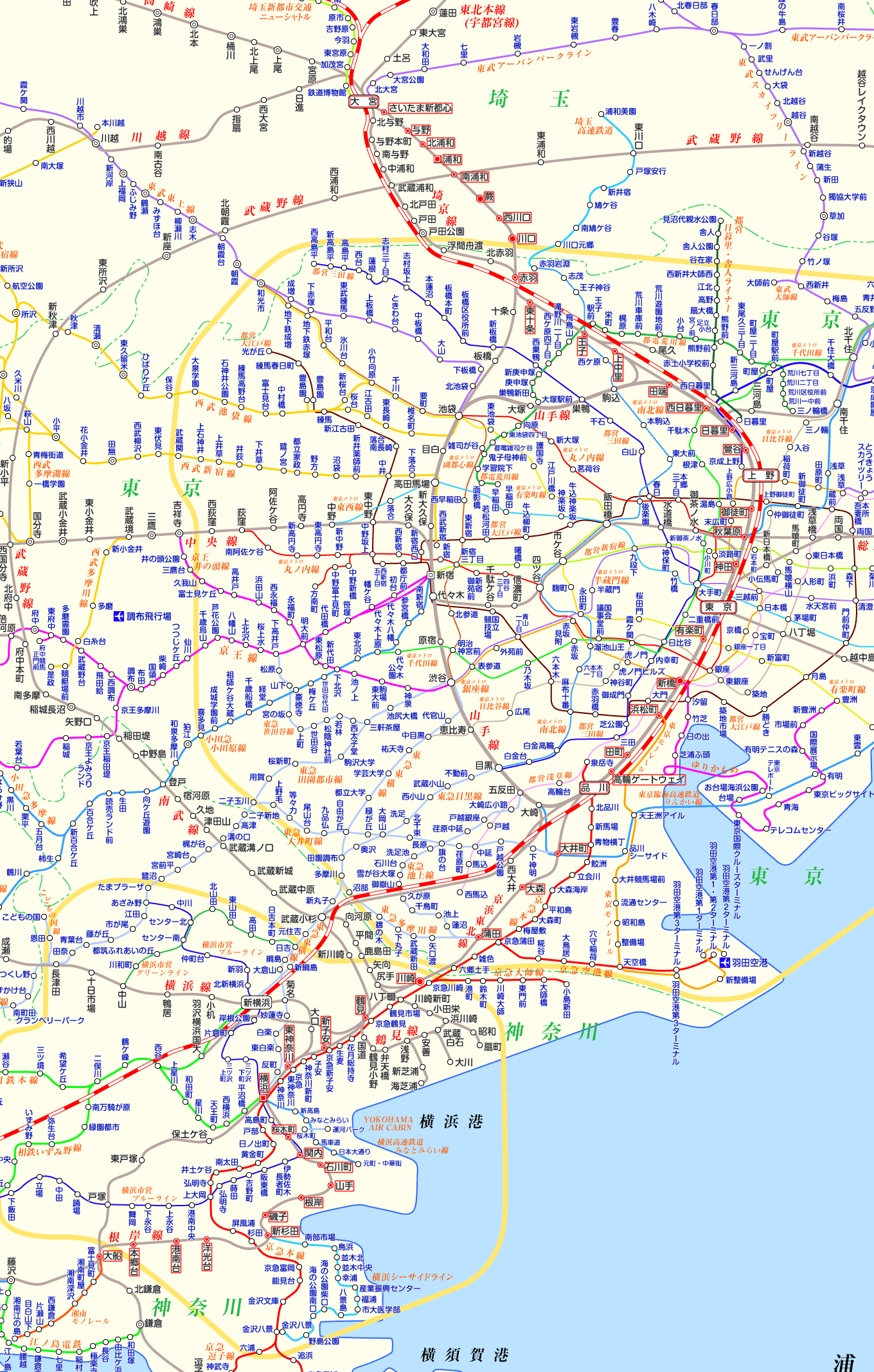 京浜東北線 赤羽行きの路線図