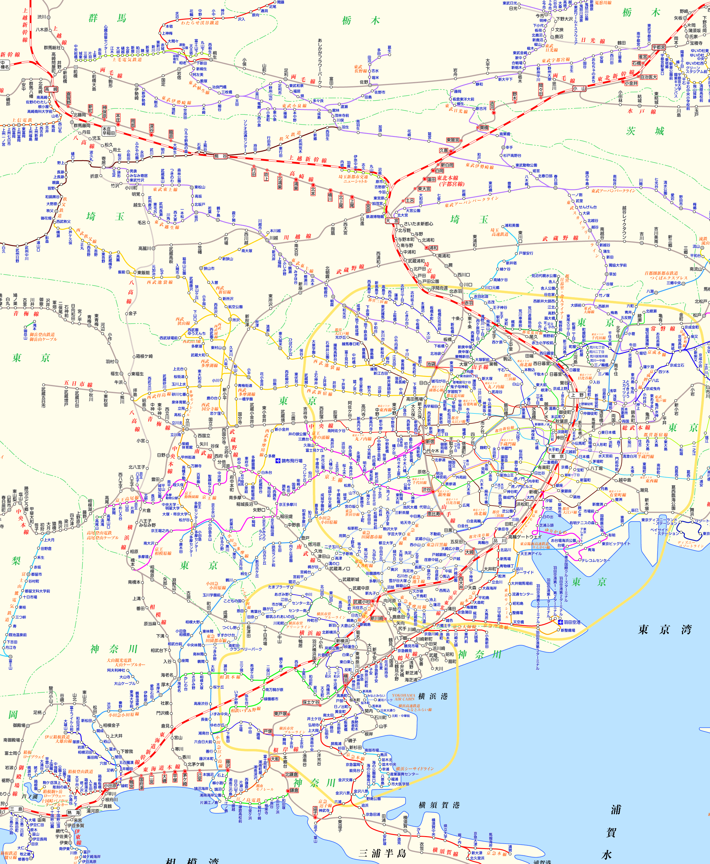 湘南新宿ラインの路線図