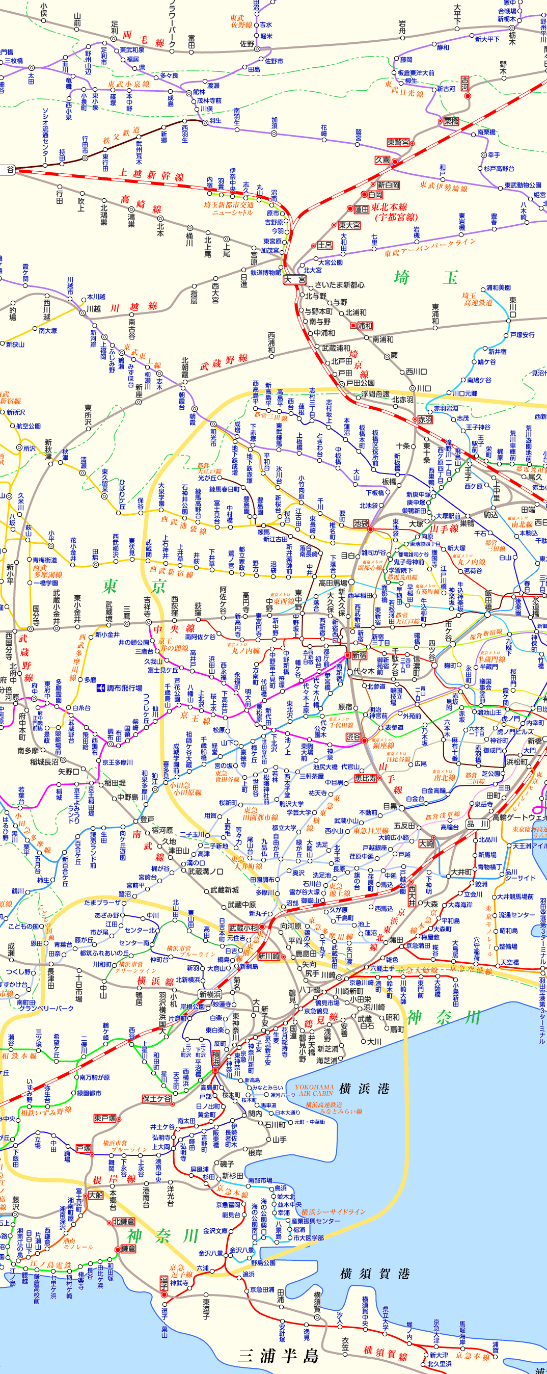湘南新宿ライン 古河行きの路線図