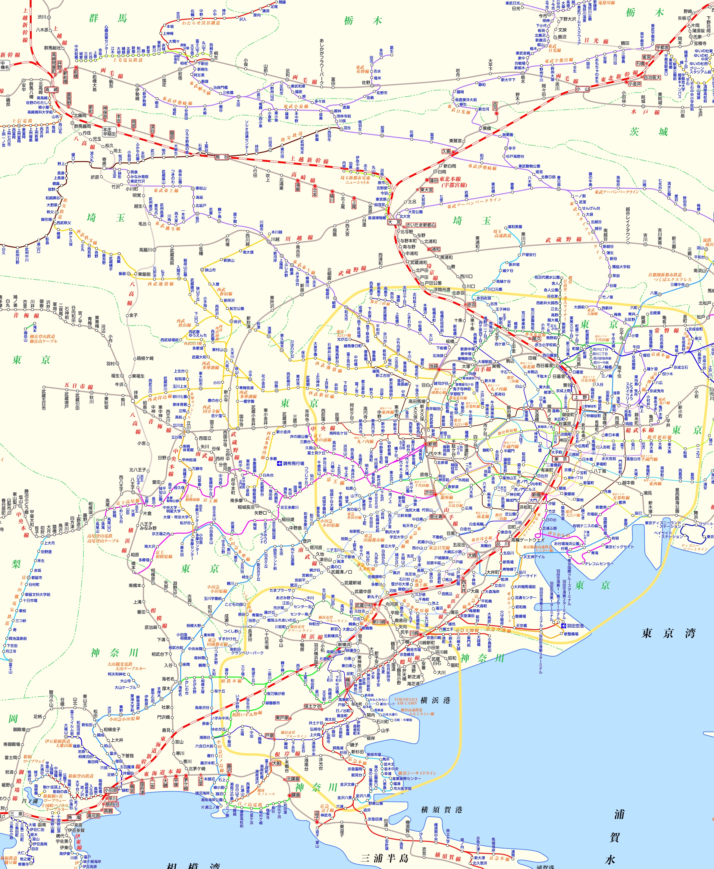 湘南新宿ライン・上野東京ラインの路線図