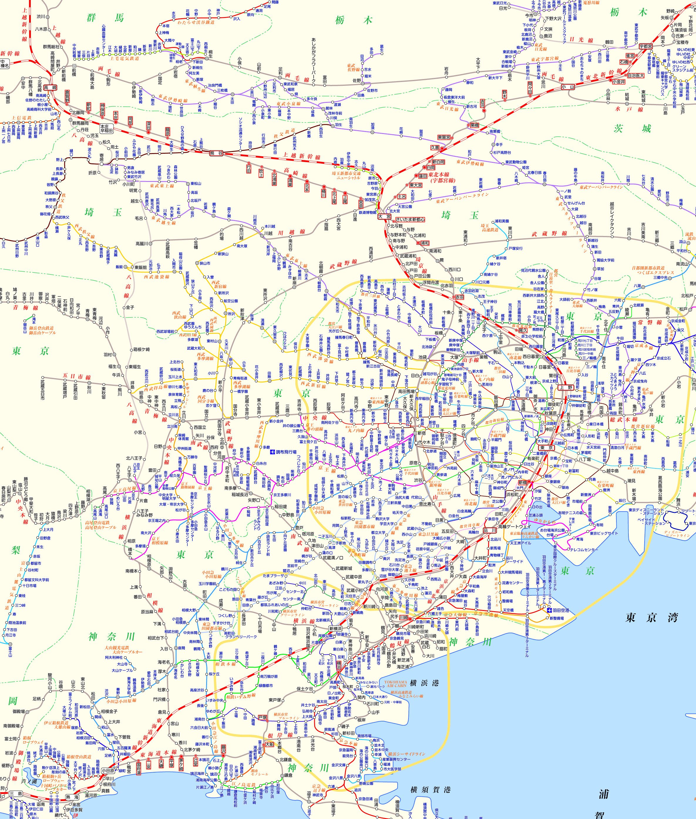 上野東京ライン 国府津行きの路線図
