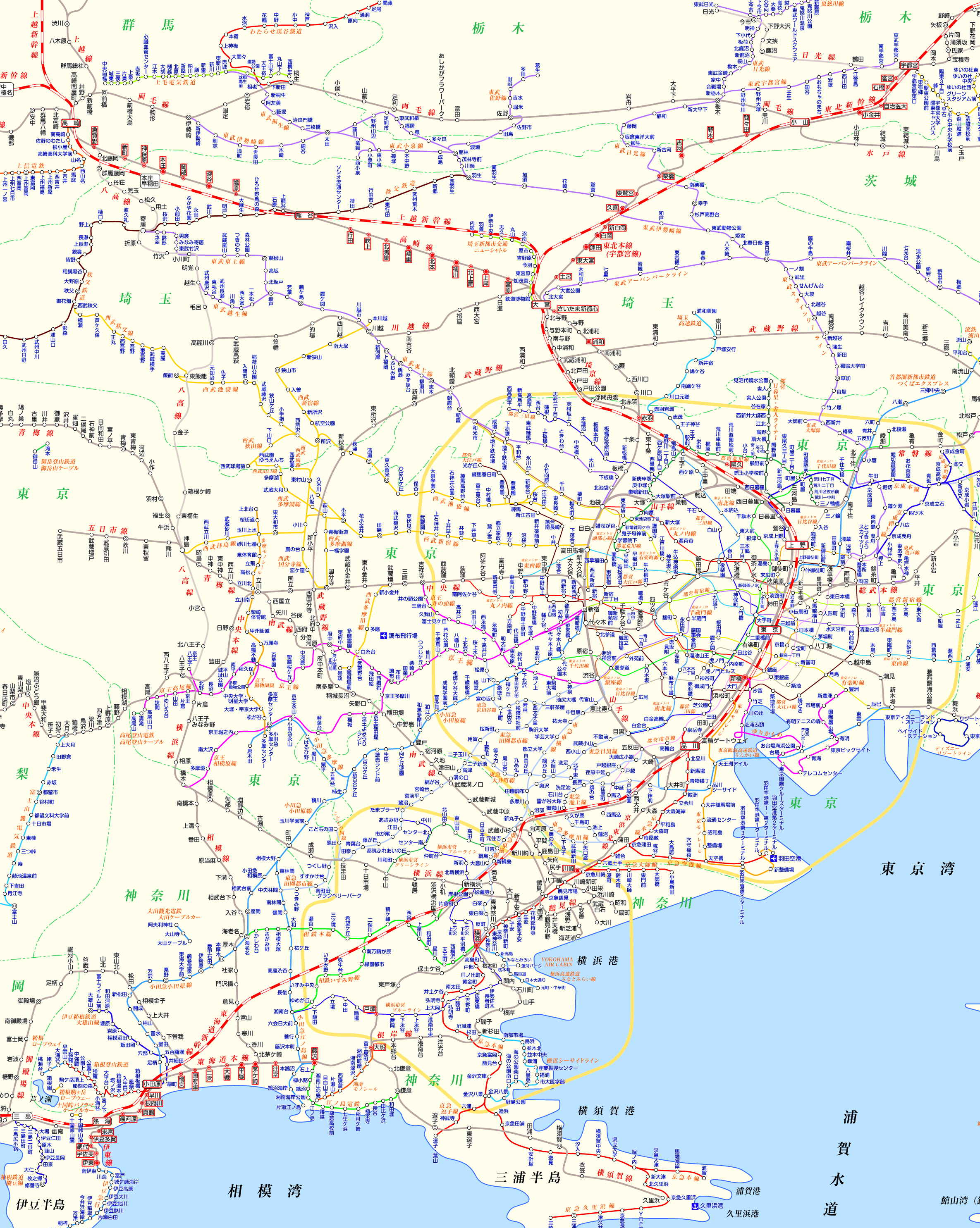 上野東京ライン 伊東行きの路線図