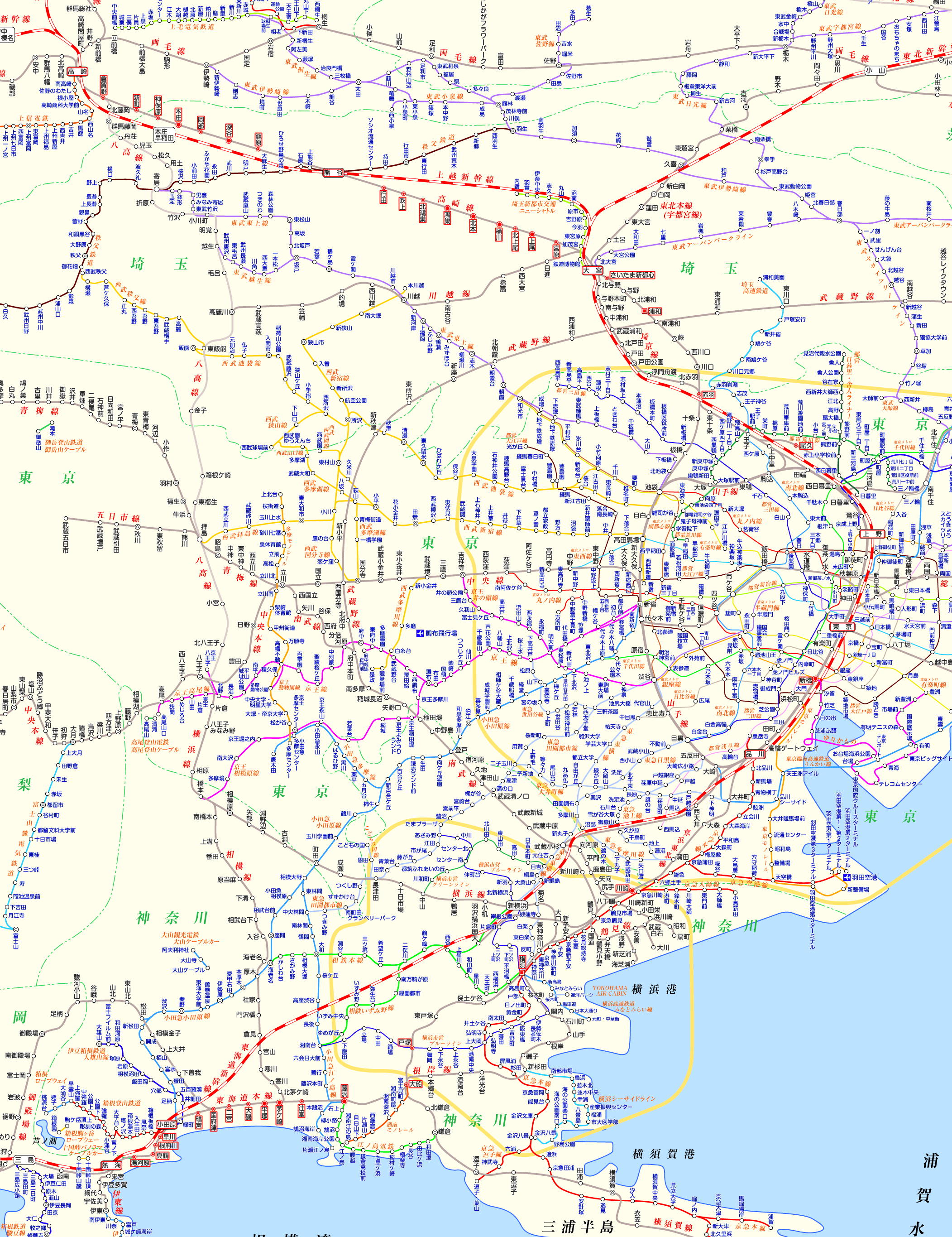 上野東京ライン 高崎行きの路線図