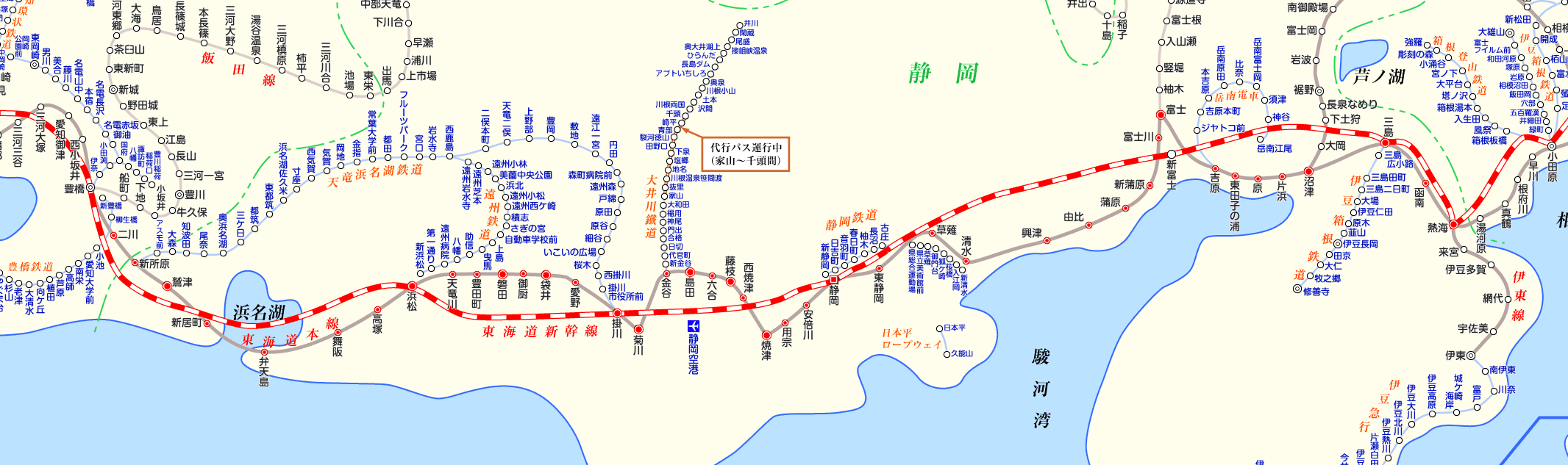 東海道線（熱海から豊橋）の路線図