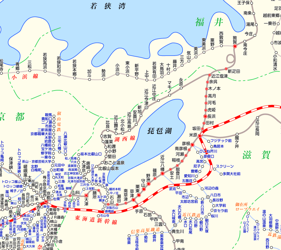 琵琶湖線の路線図