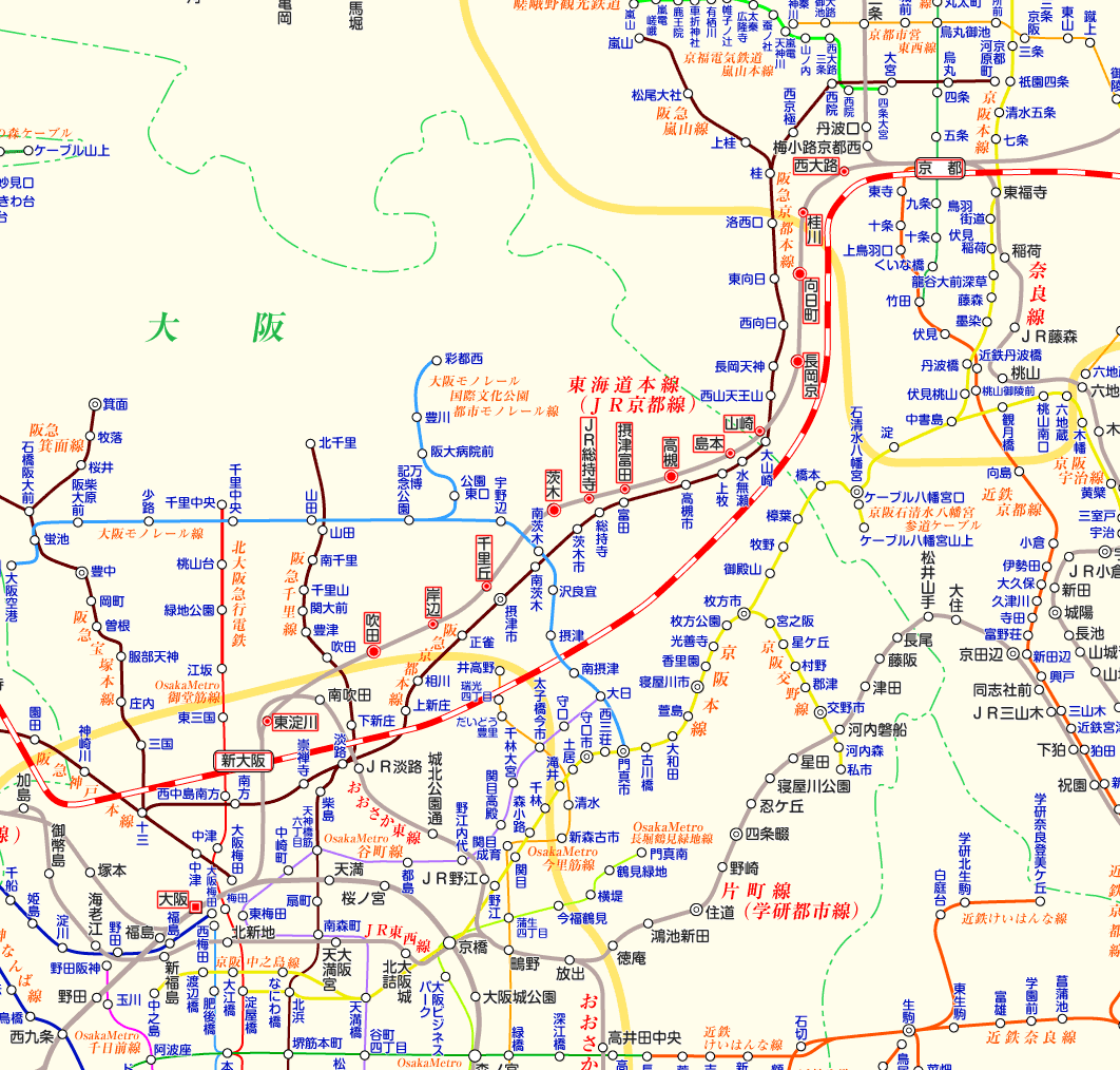 JR京都線の路線図