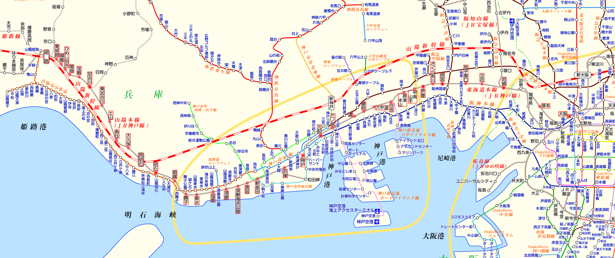 JR神戸線の路線図
