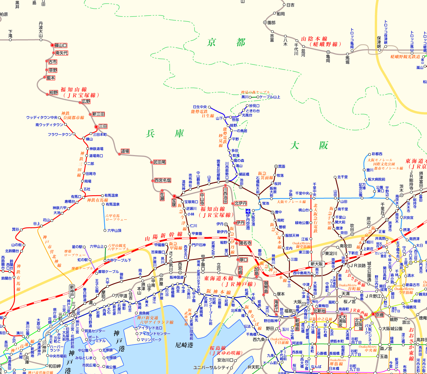 JR東西線 篠山口行きの路線図