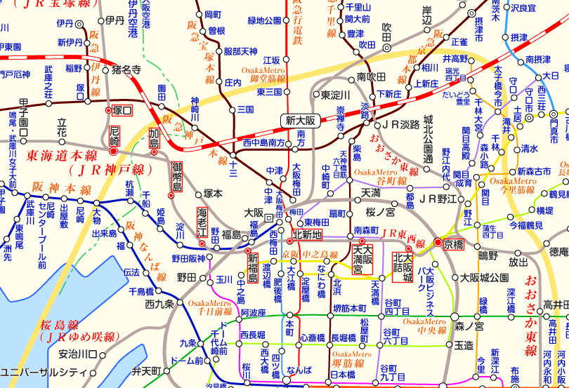 JR東西線 塚口行きの路線図