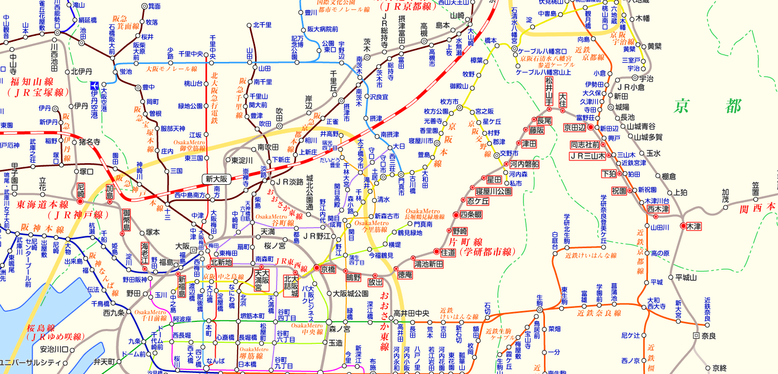 JR東西線 木津行きの路線図