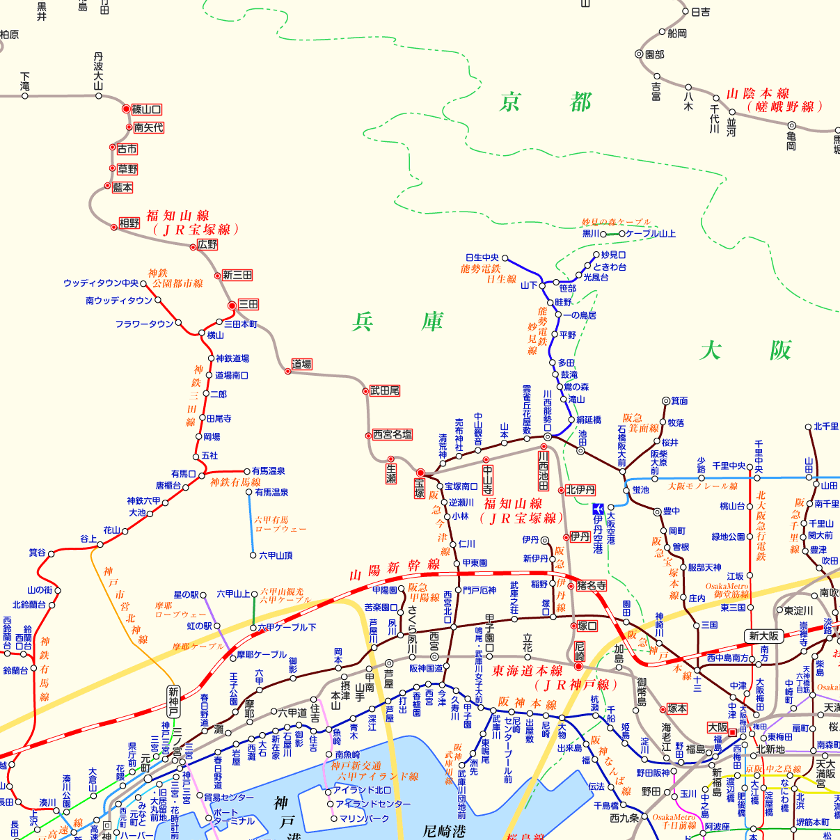 JR宝塚線（福知山線）篠山口行きの路線図