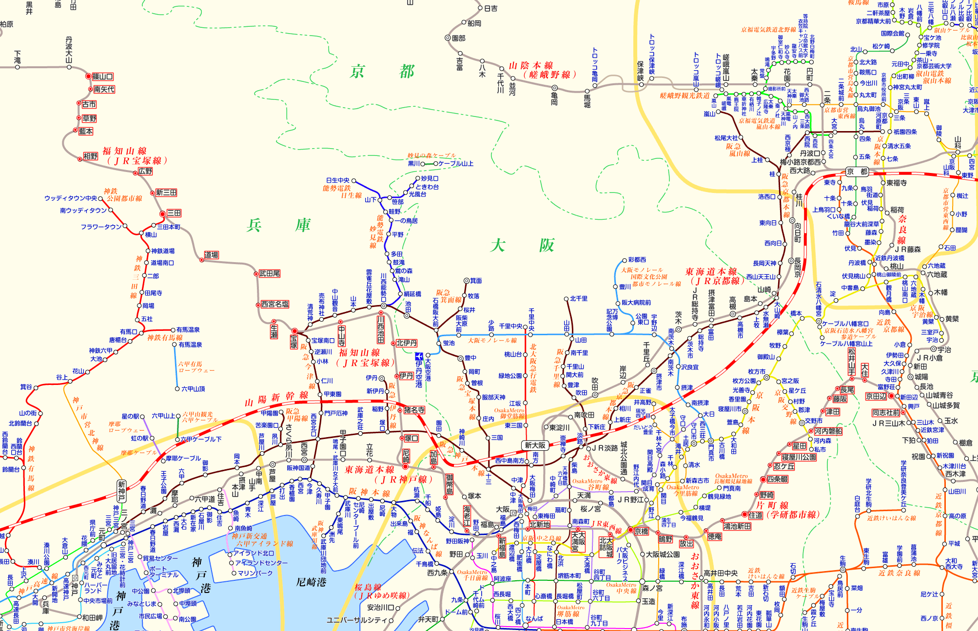 JR宝塚線（福知山線）同志社前行きの路線図