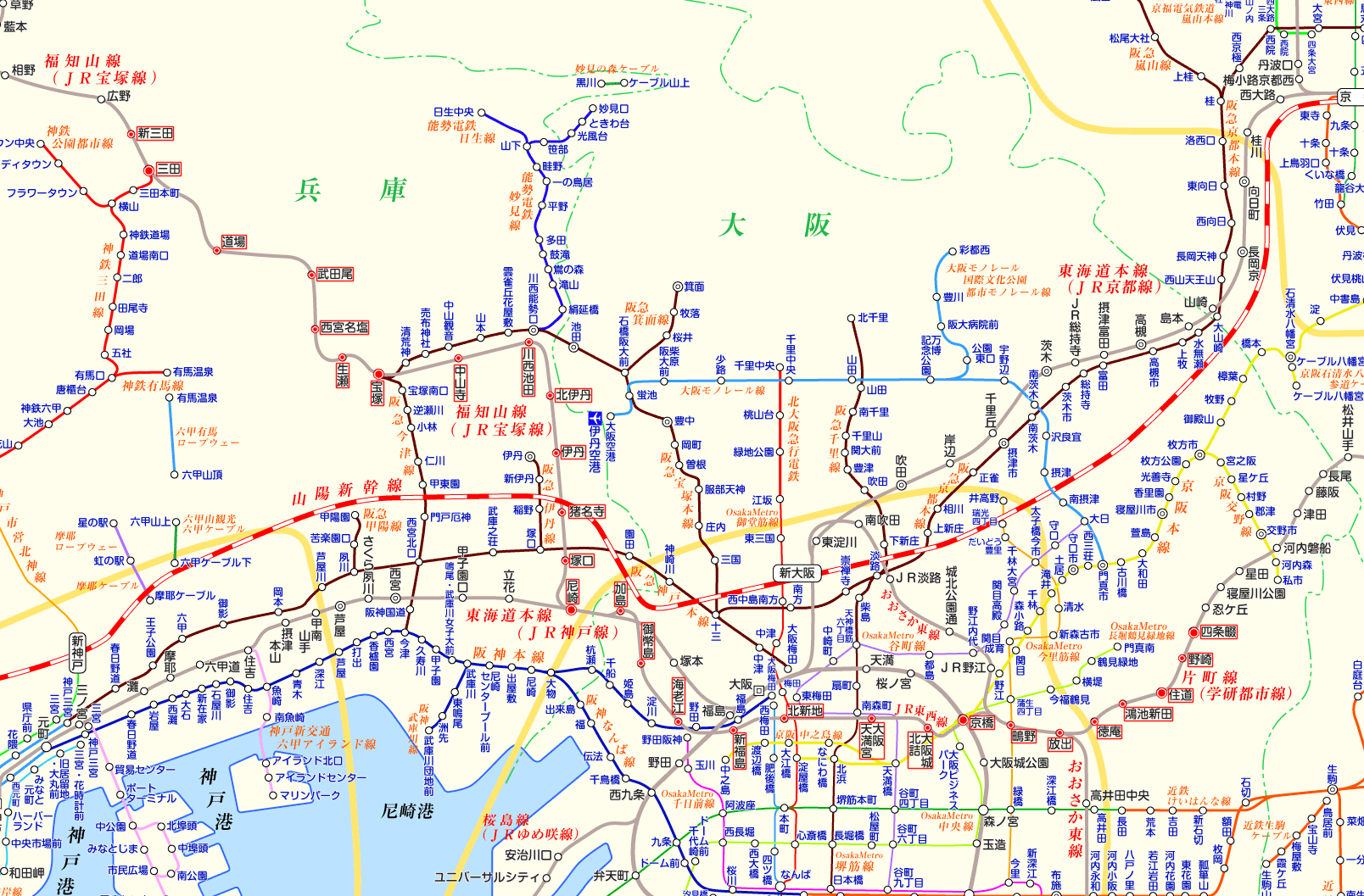 JR宝塚線（福知山線）四條畷行きの路線図