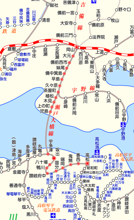 瀬戸大橋線の路線図