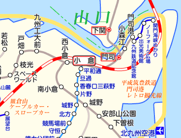 鹿児島本線(下関～小倉)の路線図