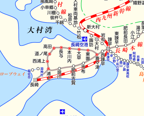 長崎本線（旧線）の路線図