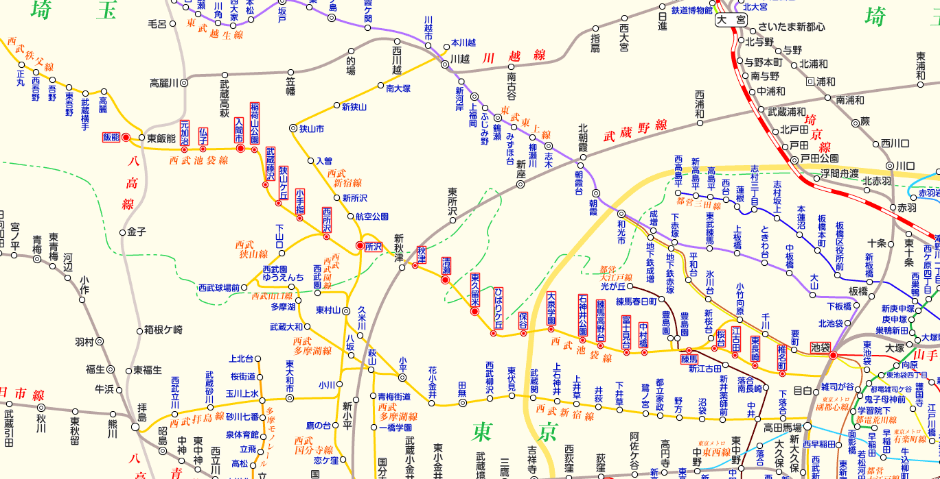 西武池袋線の路線図