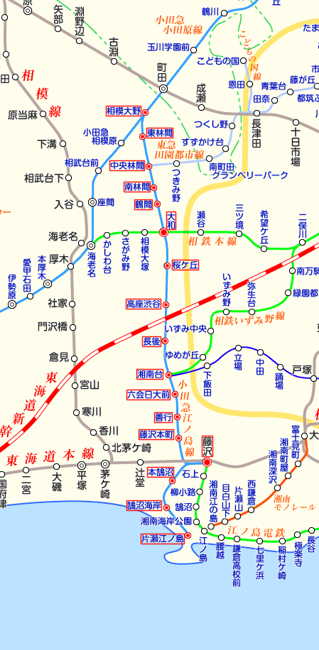 小田急江ノ島線 相模大野行きの路線図