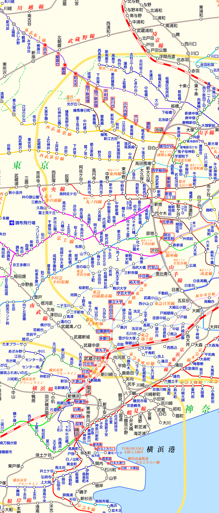 東急東横線 志木行きの路線図