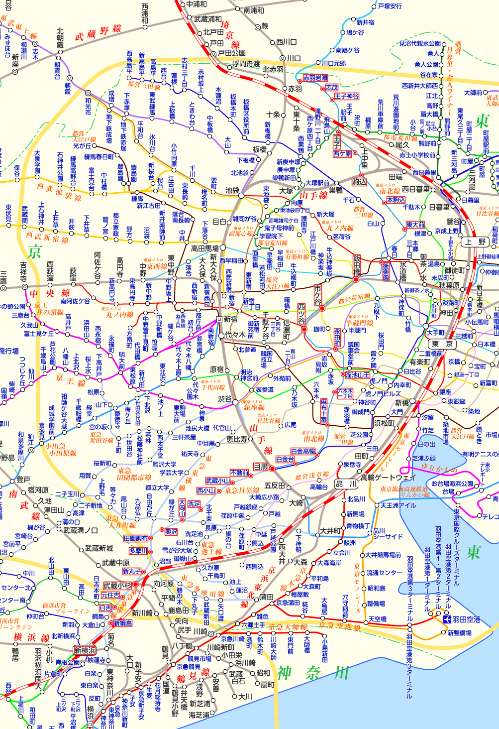 東急目黒線 赤羽岩淵行きの路線図