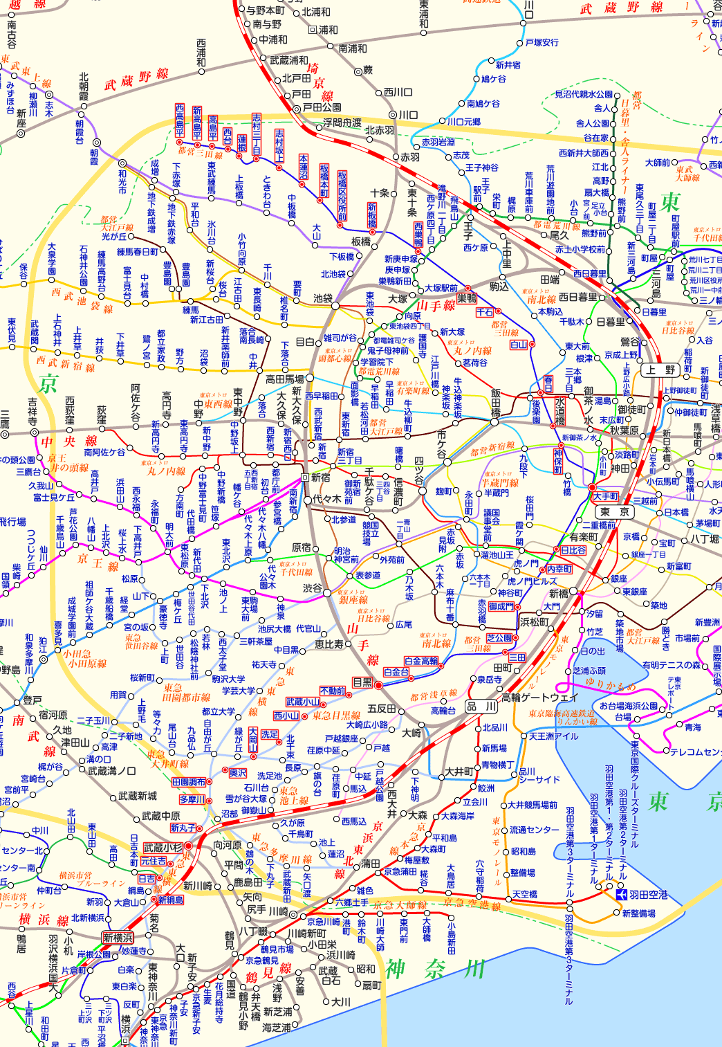 東急目黒線 西高島平行きの路線図
