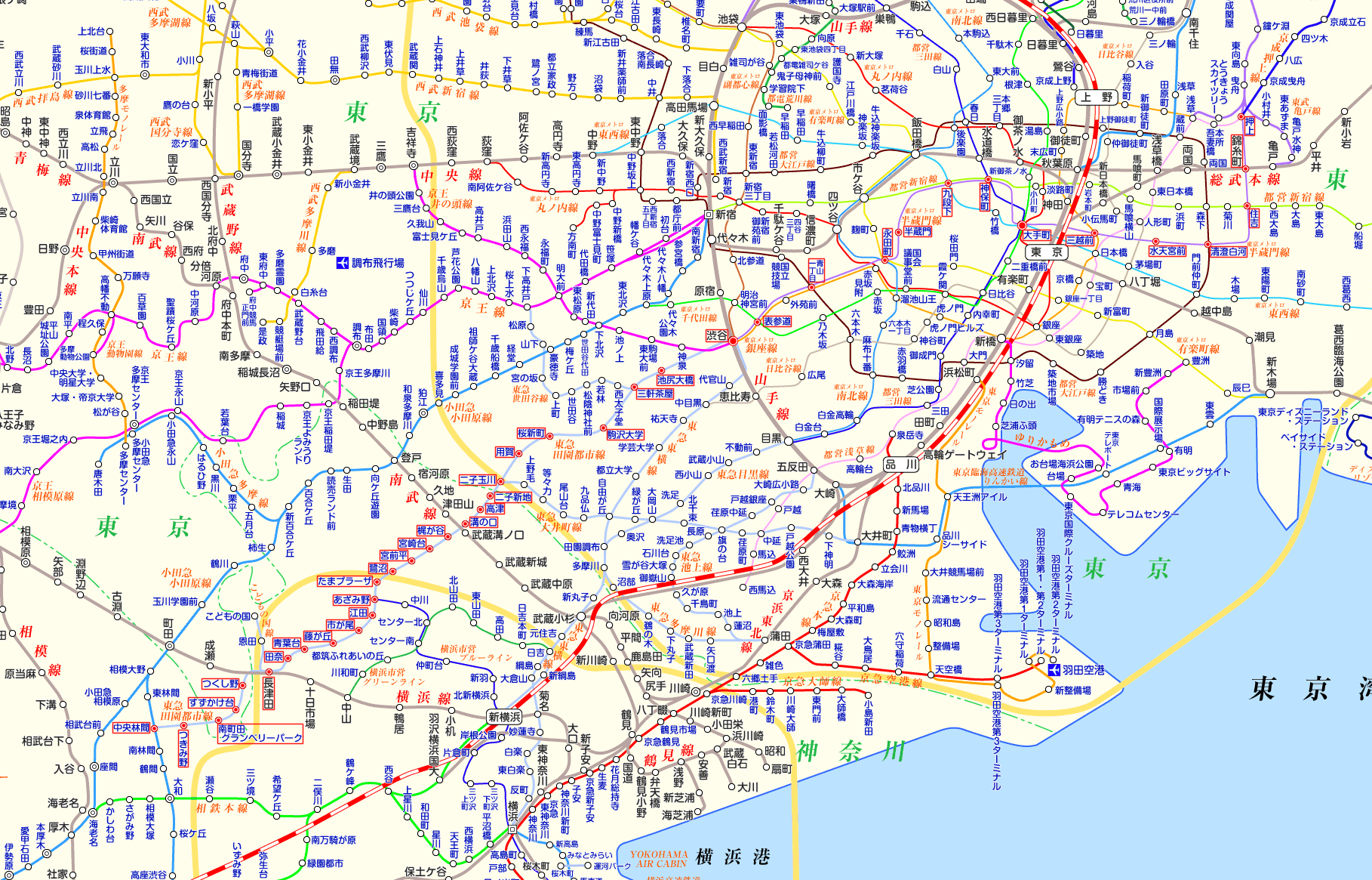 東急田園都市線 押上行きの路線図