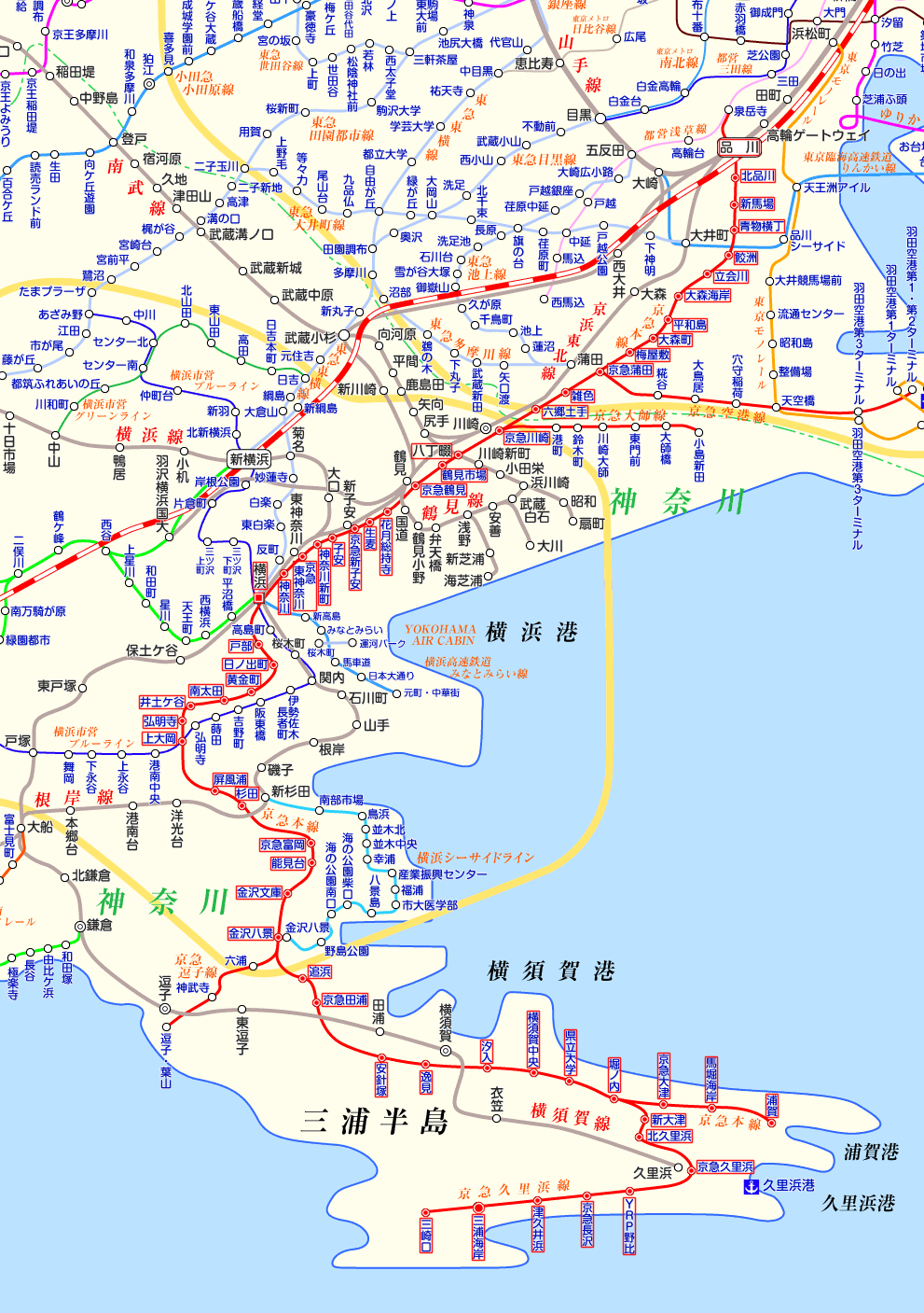 京急線 品川行きの路線図