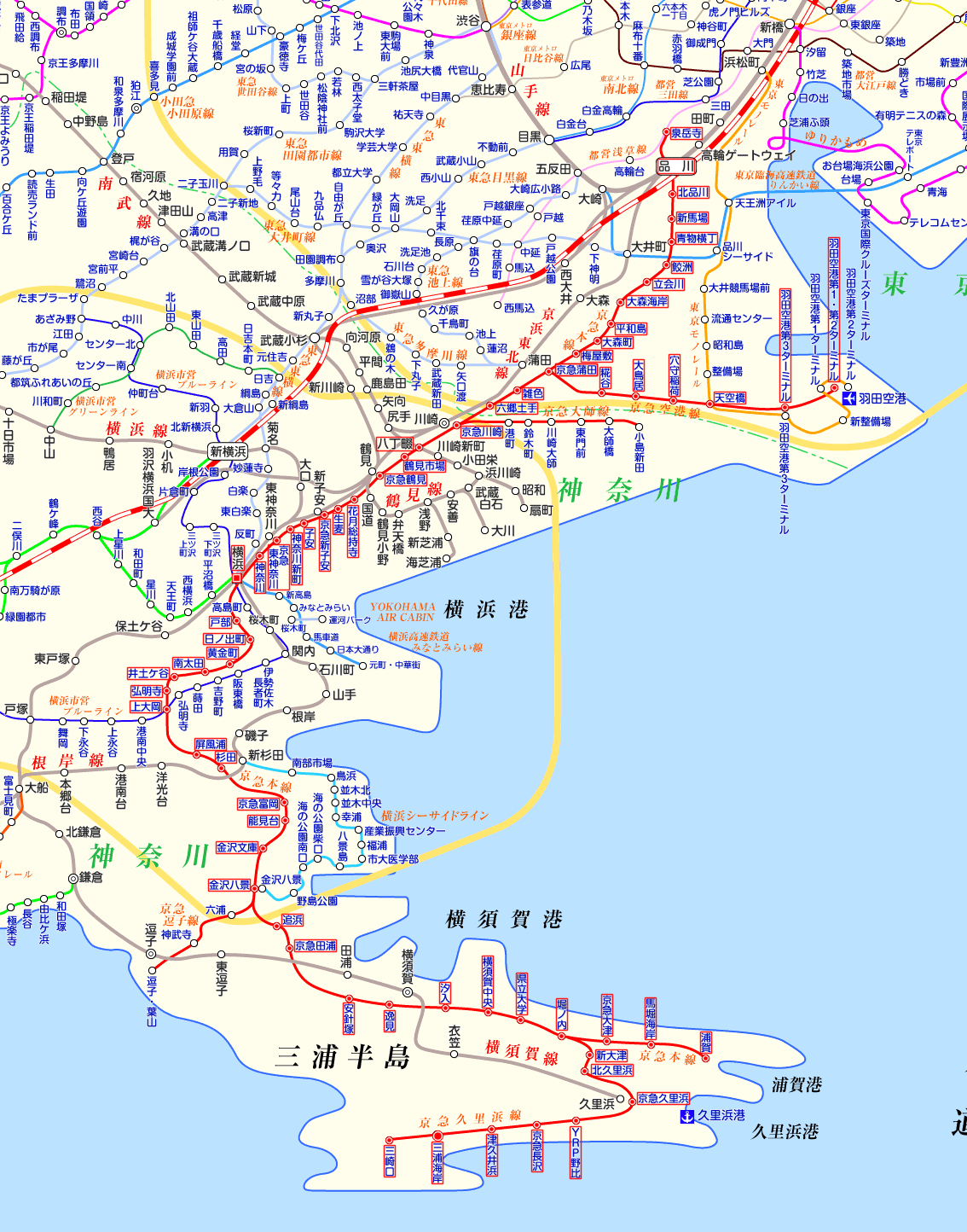 京急線 泉岳寺行きの路線図