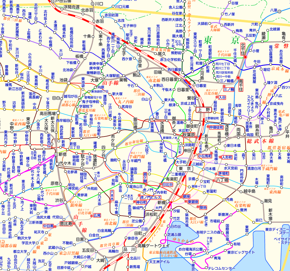 日比谷線 北千住行きの路線図