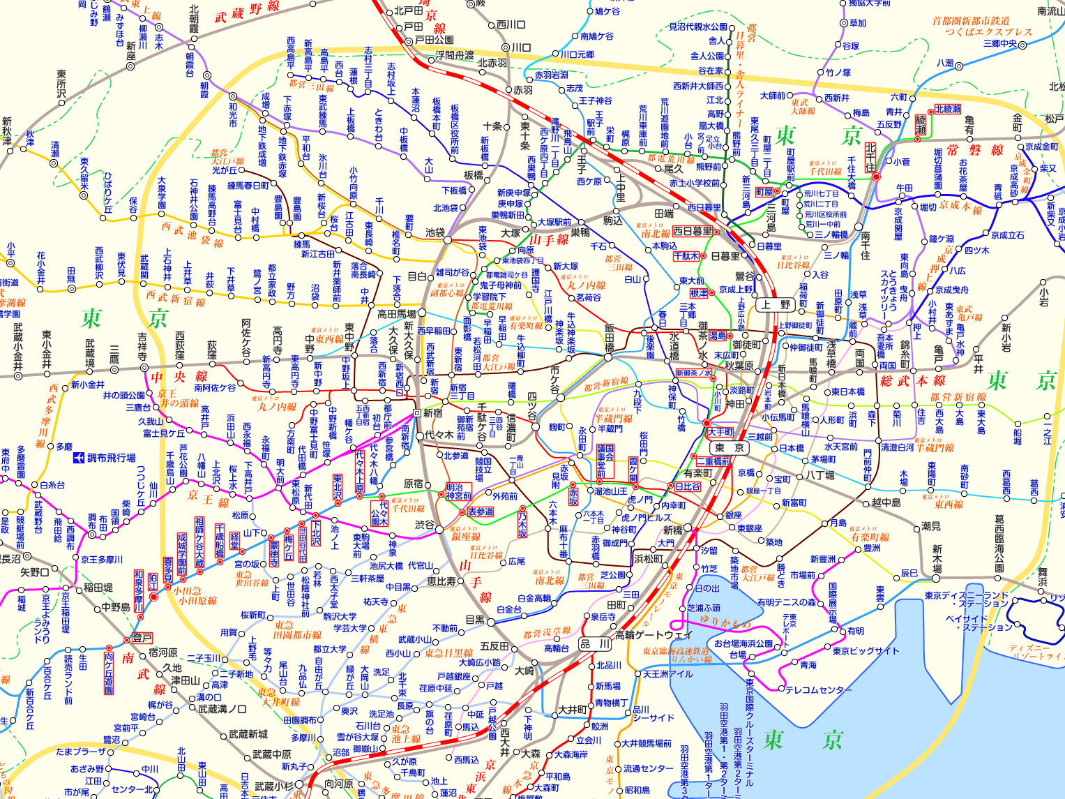 千代田線 向ヶ丘遊園行きの路線図