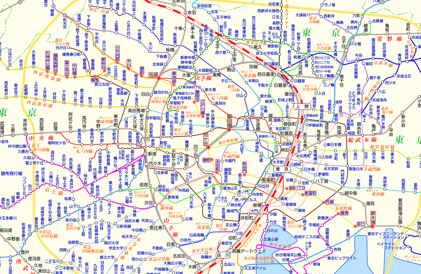 有楽町線 石神井公園行きの路線図