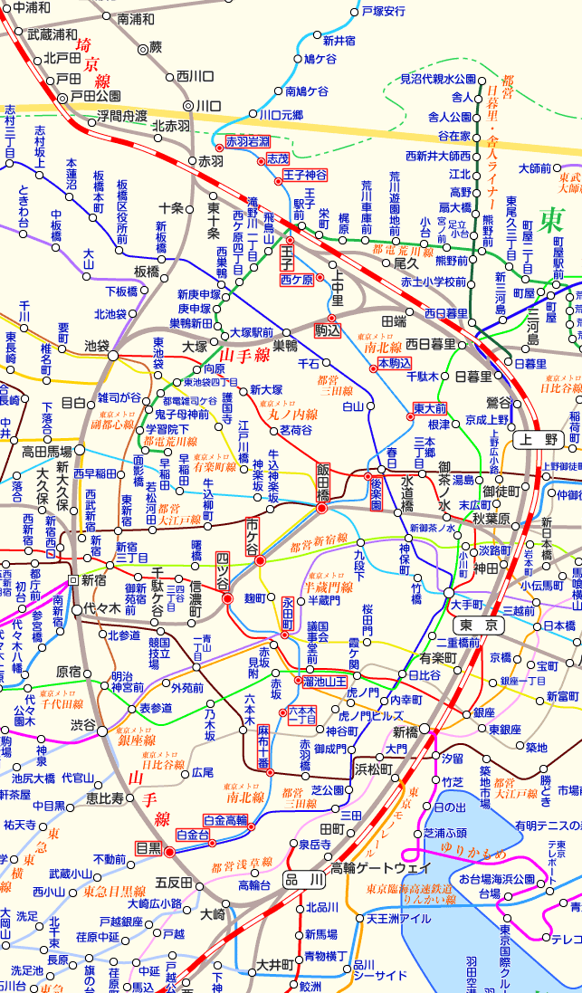 埼玉高速鉄道線（埼玉スタジアム線）⇔南北線直通の路線図