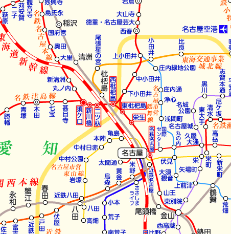 名鉄線 須ヶ口行きの路線図