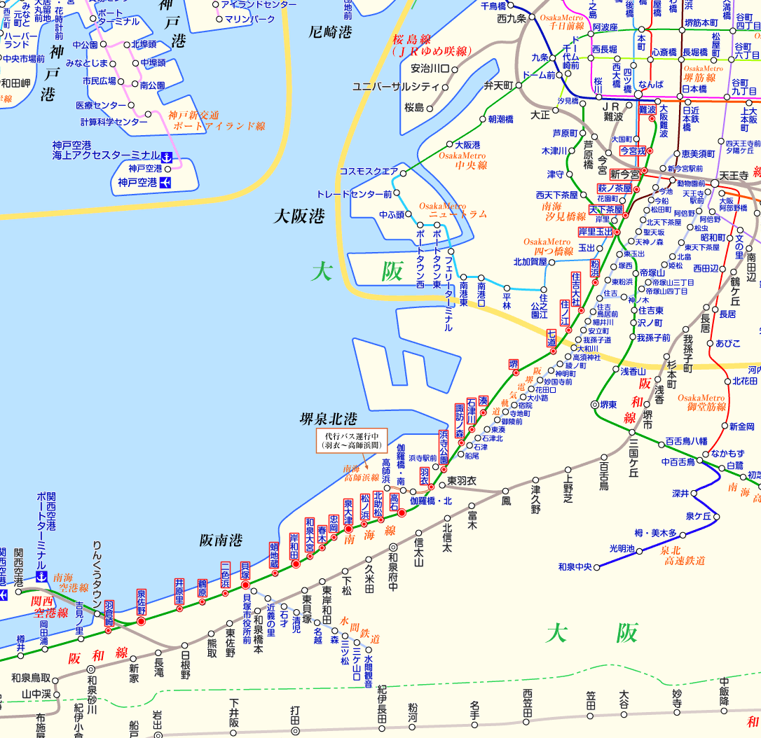 南海本線 羽倉崎行きの路線図