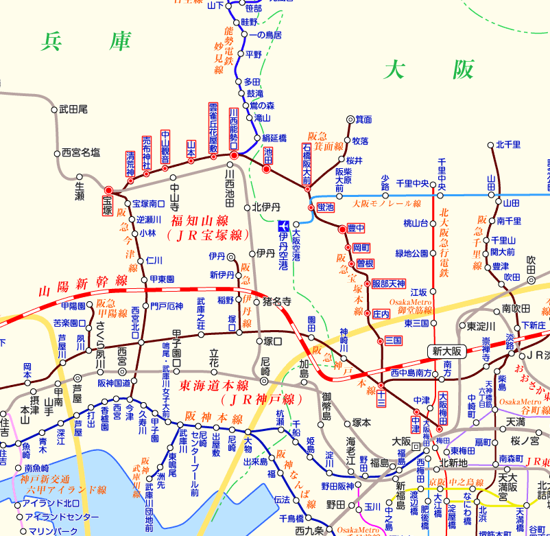 阪急宝塚線の路線図